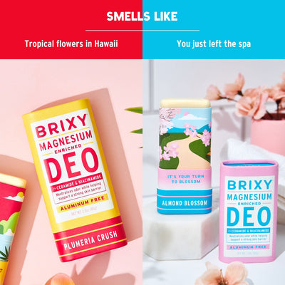 Magnesium Enriched Deo 2-Pack - Almond Blossom + Plumeria Crush - BRIXY