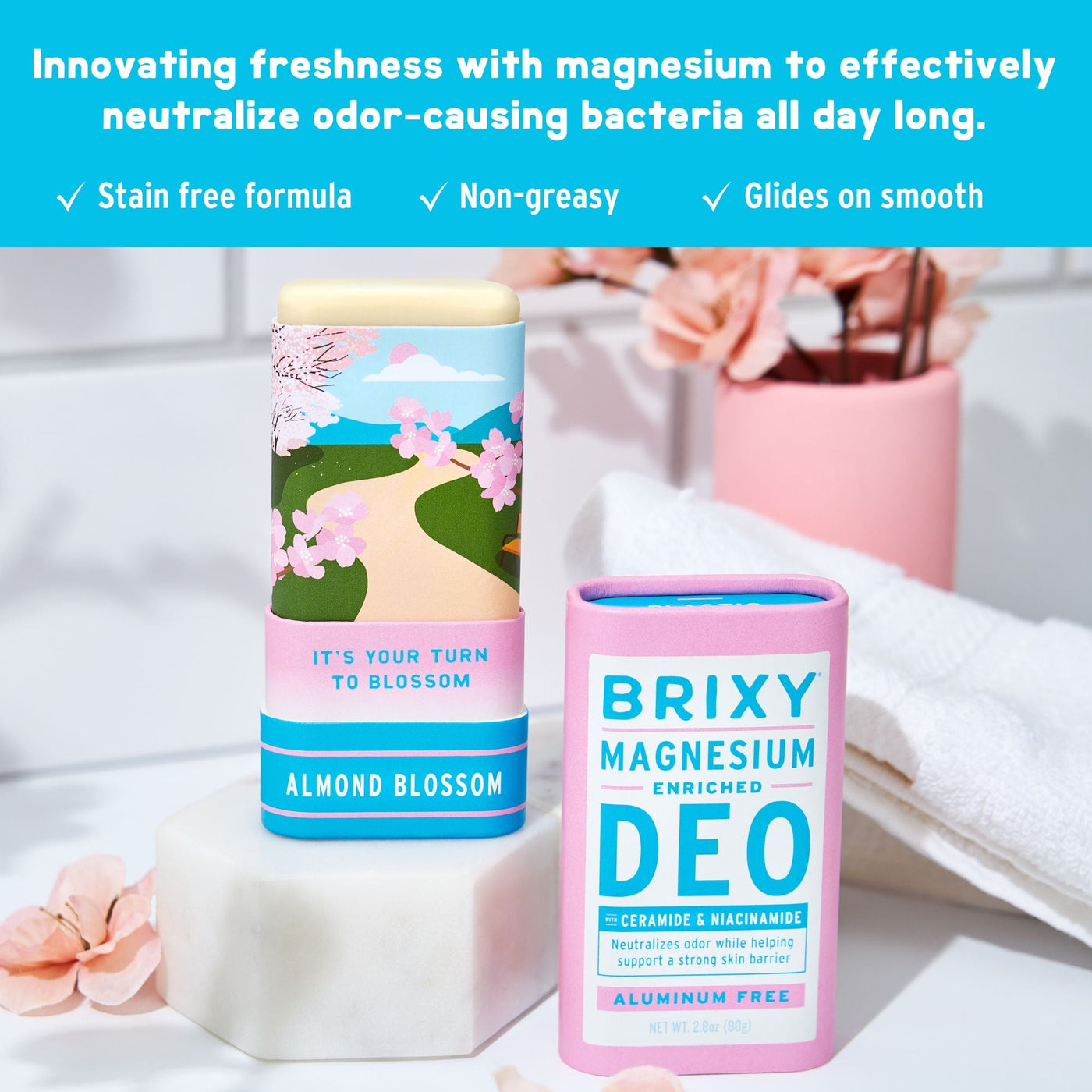 Magnesium Enriched Deo 2-Pack - Almond Blossom (Lightly Scented) - BRIXY