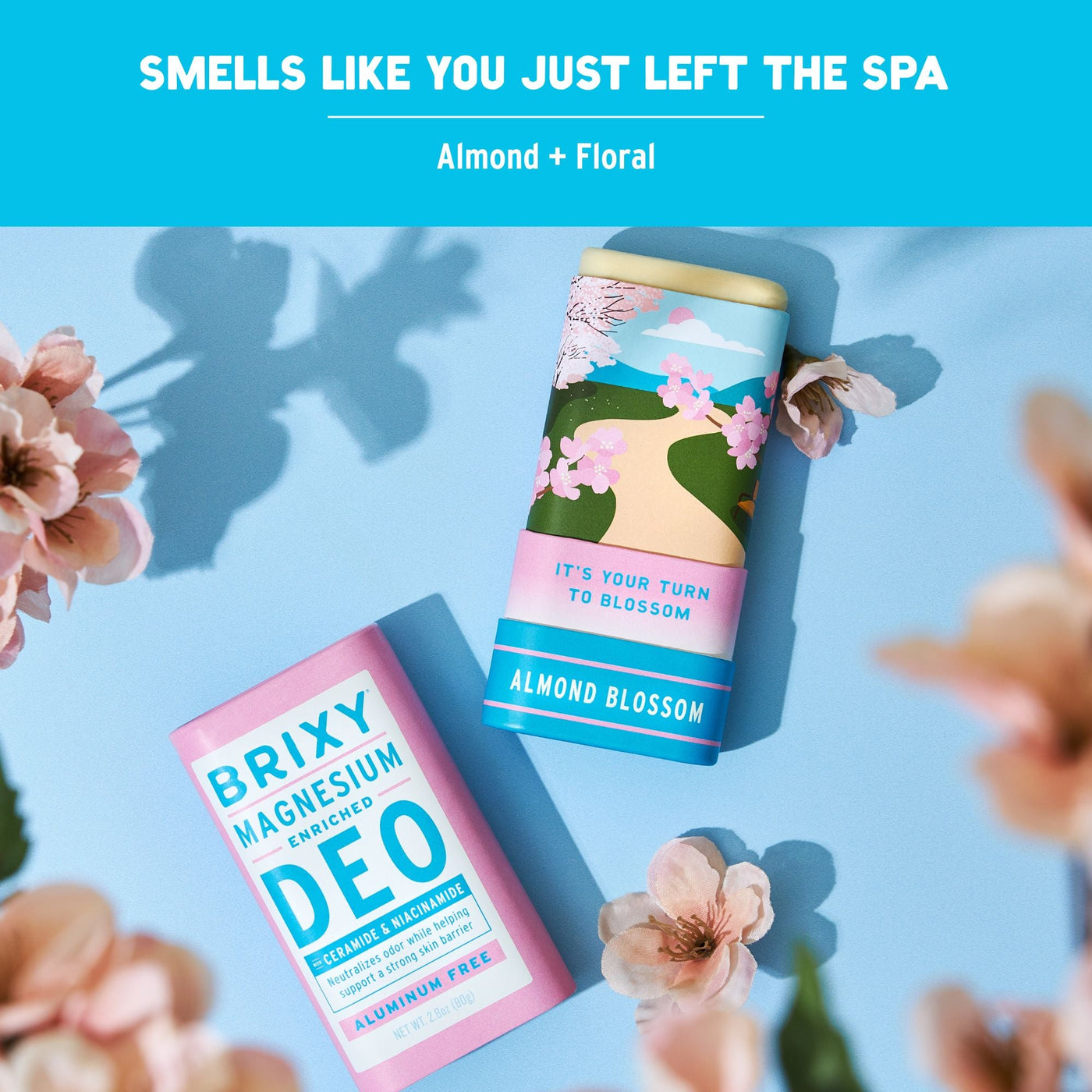 Magnesium Enriched Deo 2-Pack - Almond Blossom (Lightly Scented) - BRIXY