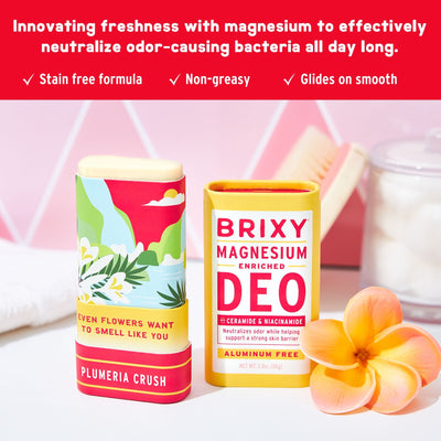 Magnesium Enriched Deo 2-Pack - Almond Blossom + Plumeria Crush - BRIXY