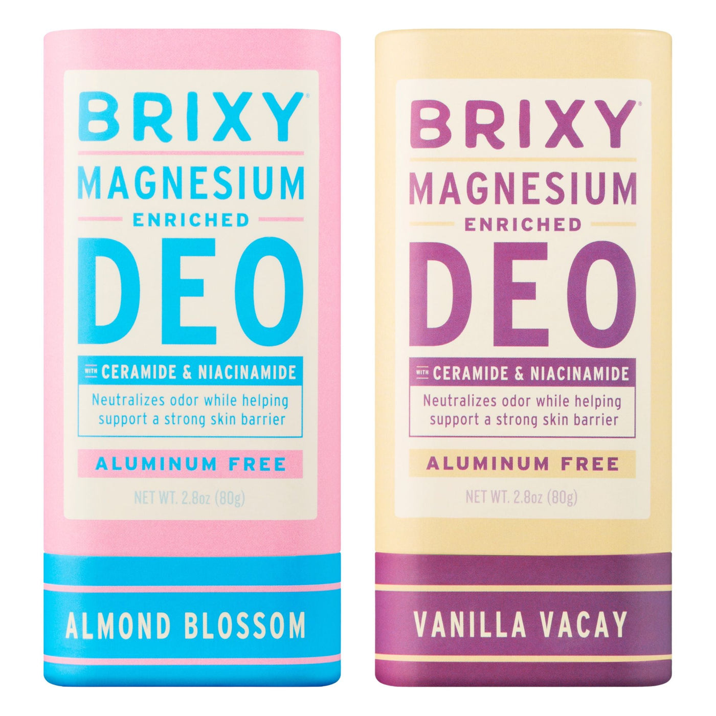 Magnesium Enriched Deo 2-Pack - Almond Blossom + Vanilla Vacay - BRIXY