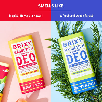 Magnesium Enriched Deo 2-Pack - Juniper Journey + Plumeria Crush - BRIXY