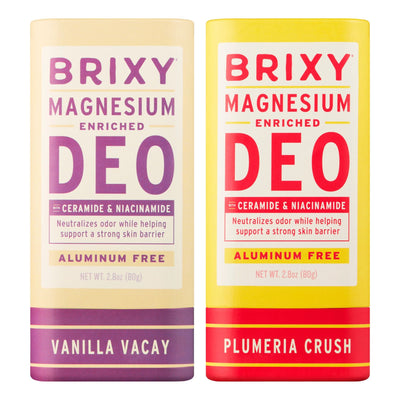 Magnesium Enriched Deo 2-Pack - Vanilla Vacay + Plumeria Crush - BRIXY