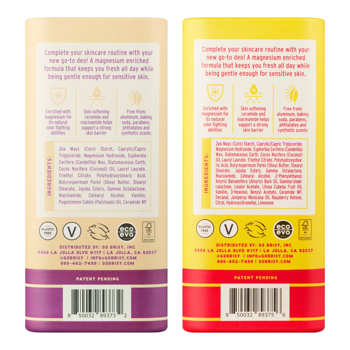 Magnesium Enriched Deo 2-Pack - Vanilla Vacay + Plumeria Crush - BRIXY