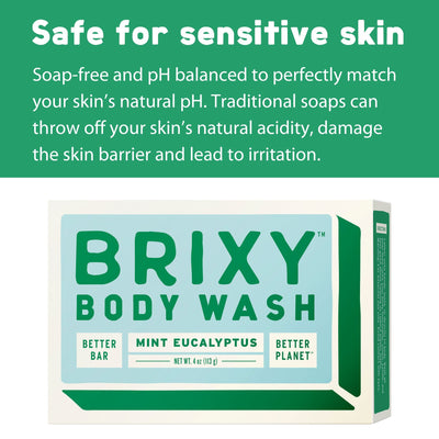 Moisturizing Body Wash Bar - Mint Eucalyptus - BRIXY